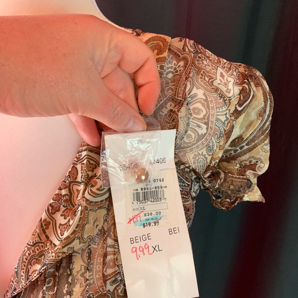 Separates brown paisly sheer shirt with tank size XL - Picture 5 of 8